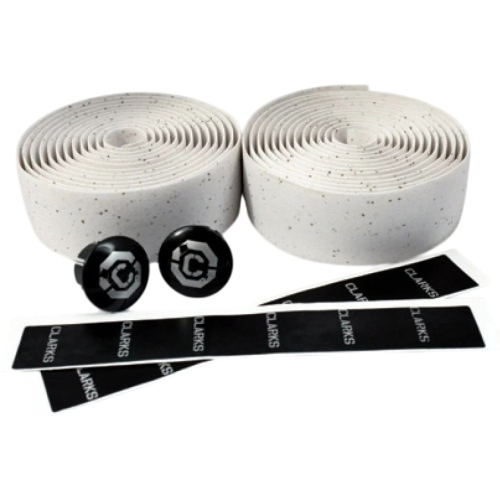 Лента на руль Clark`s CHBT, корковая + крепеж + заглушки, толщина 3мм, белая, 3-122, белый