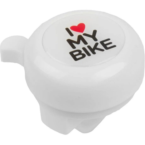 Звонок M-Wave Bella 3D "I love my bike", сталь/пластик, D=55мм, белый (на блистере), 5-420121
