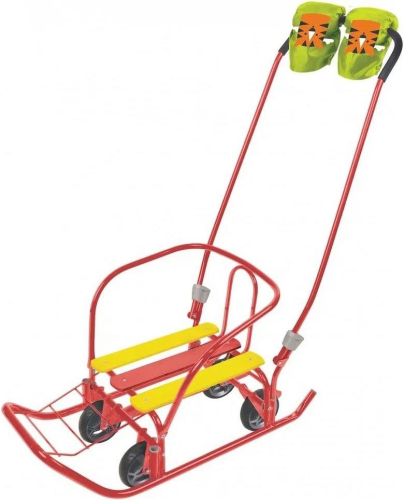 Санки детские Ника "Ветерок 7 универсал" с рукавичками, алый