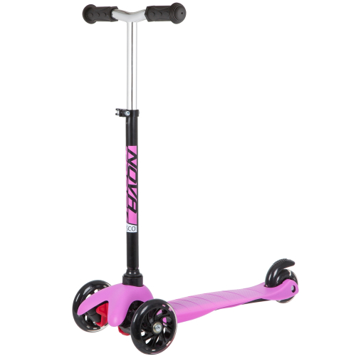 Самокат-кикборд Novatrack Disco-kids Basic (2020), черный-розовый