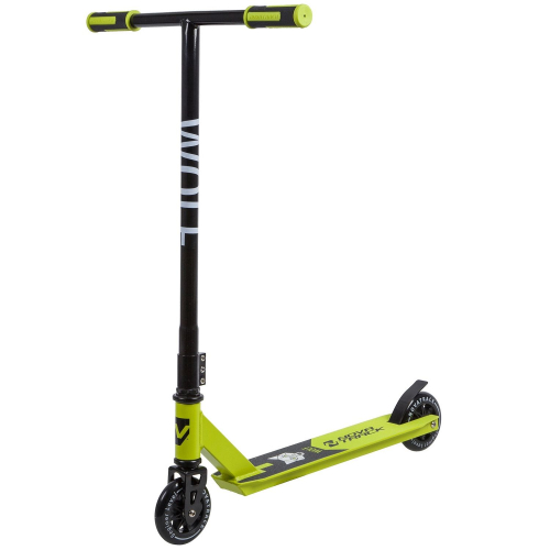 Самокат NOVATRACK WOLF 110 Plastic EL (2019), черный-зеленый