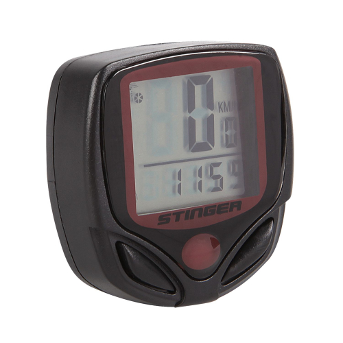 Велокомпьютер 14 функций. Проводной, черный.