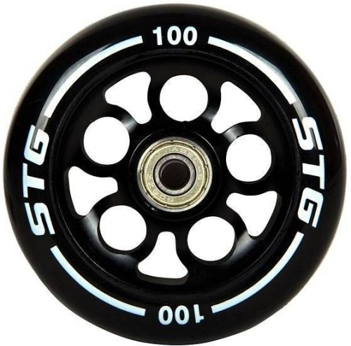Колесо STG Х105164, PU 100mm для трюковых самокатов с алюминиевым ободом, 1шт, черный