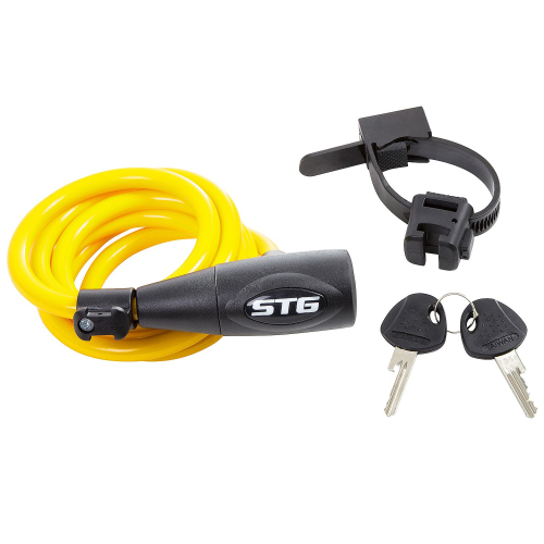 Велозамок STG CL-428 на ключе 10 мм х 150 см, желтый