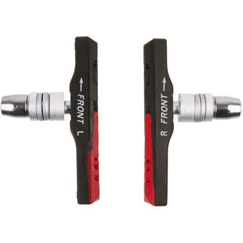 Тормозные колодки M-Wave BPR-VC-DUAL, асимметричные, 72мм, для стальных и алюминиевых ободов, черно/красные, 5-361021