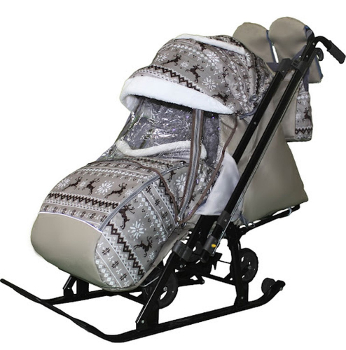 Санки-коляска Галактика Детям-1-2, перекидная ручка, колесо, чехол д/ног