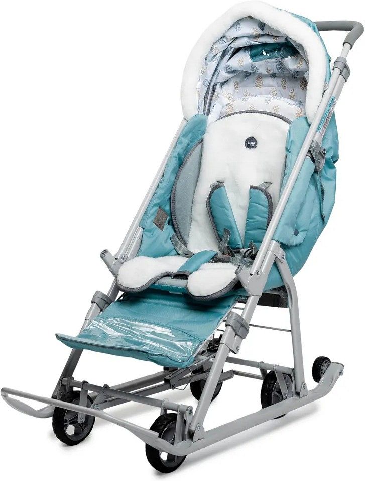 Санки-коляска "Ника детям 7-5К" мятный с шишкой (арт. НД7-5К/МТ), голубой