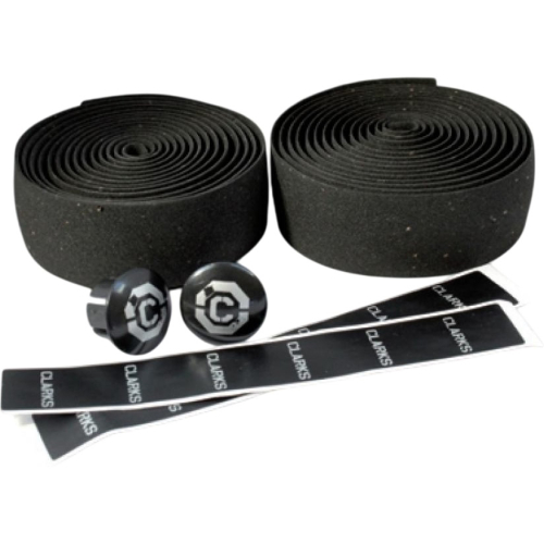 Лента на руль Clark`s CHBT, корковая + крепеж + заглушки, толщина 3мм, черная, 3-120, черный