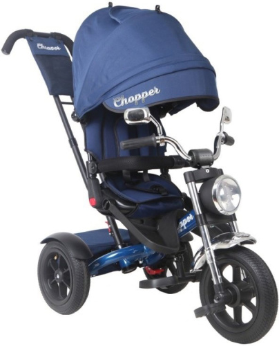 Велосипед трехколесный Chopper CH1-1 с ручкой управления (92-98 см), синий