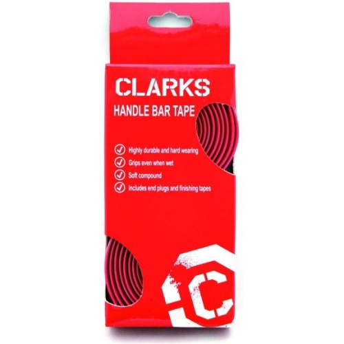 Лента на руль Clark`s CHBT, корковая + крепеж + заглушки, толщина 3мм, красная, 3-121, красный