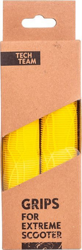 Грипсы Tech Team с барендами Drop, 160mm, black на трюковой самокат (2 шт.), желтый
