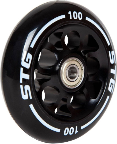 Колесо STG Х105164, PU 100mm для трюковых самокатов с алюминиевым ободом, 1шт, черный