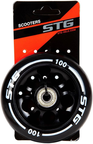 Колесо STG Х105164, PU 100mm для трюковых самокатов с алюминиевым ободом, 1шт, черный